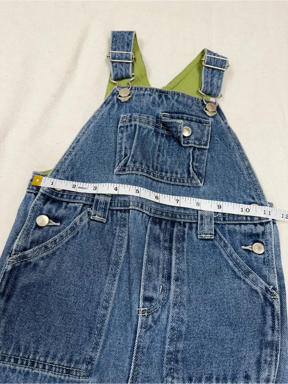 Vintage 2003 Gymboree Denim Overalls 3T Helicopter Green Lined